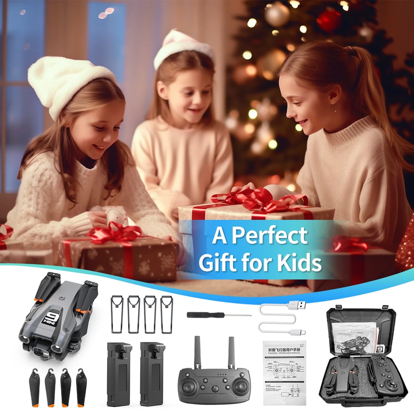 Drone with 4K HD Dual Camera for Adults Kids, RC Quadcopter with 2 Modular 1800Mah Batteries for 30 Mins Long Flight